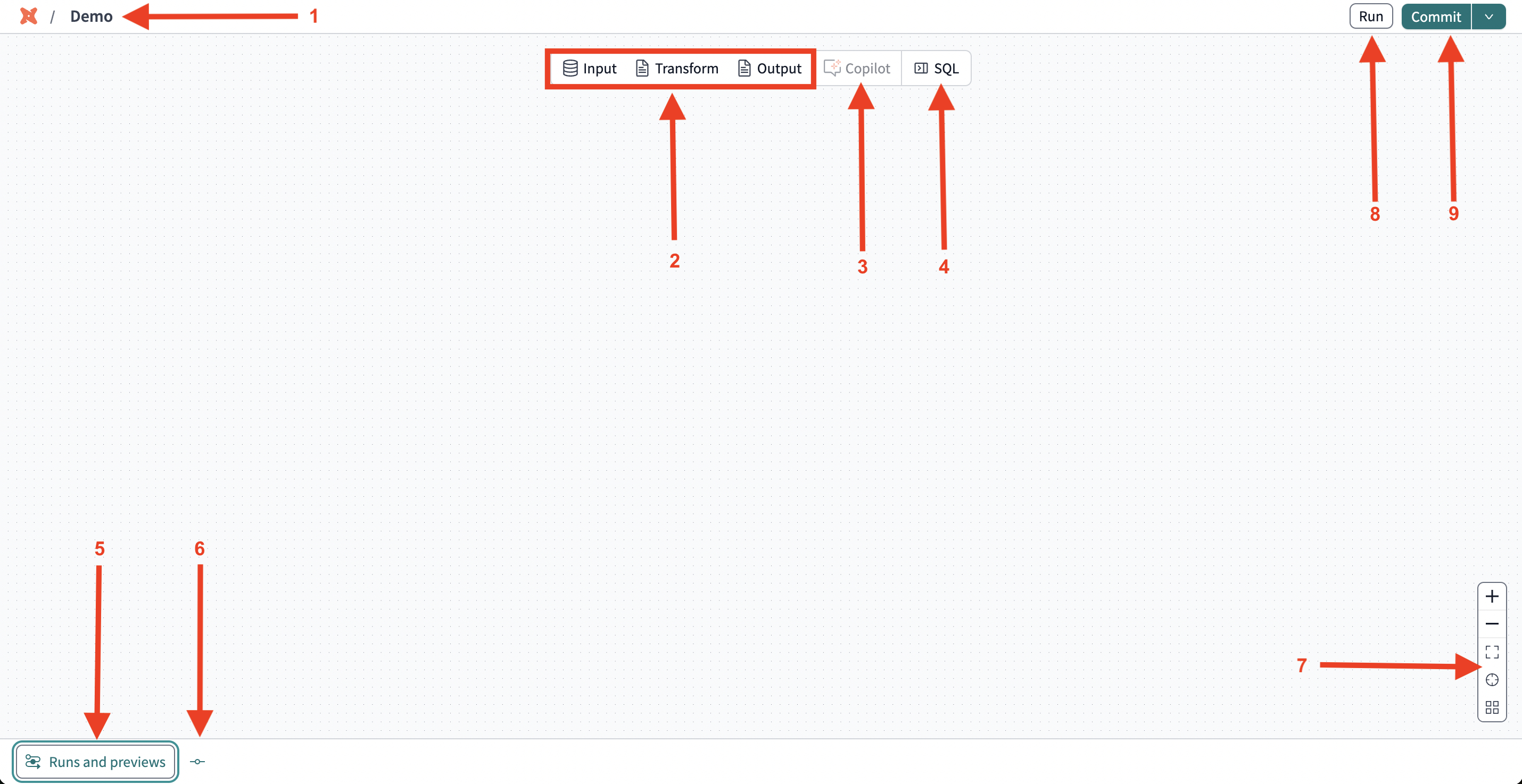The Visual Editor canvas. The number of items is defined in this section. The Visual Editor canvas. The number of items is defined in this section.