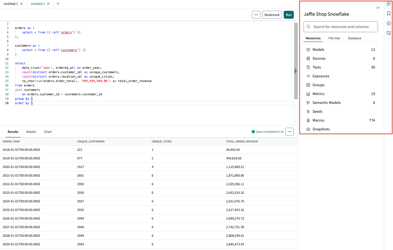 Query page integrated with dbt Explorer Query page integrated with dbt Explorer